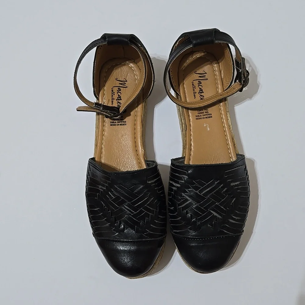Women's Black Espadrille Sandals with Ankle Strap